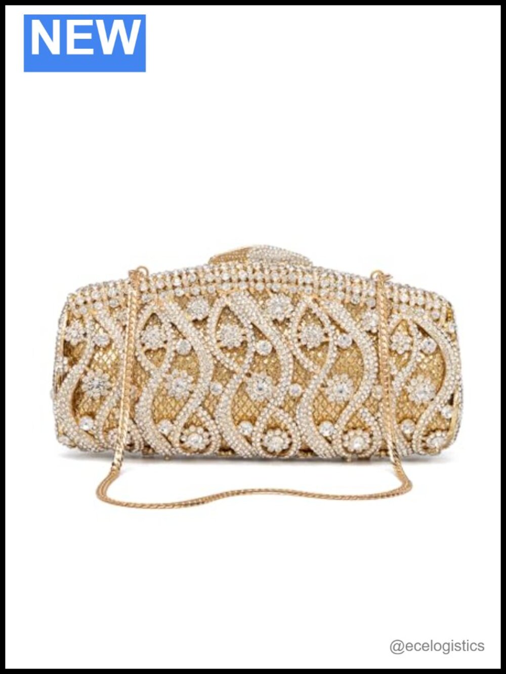 Luxury Hollow-Out Crystal Minaudiere Clutch Fits iPhone 14